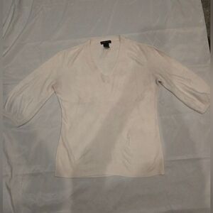 New York & Company Women's White V Neck XS Sweater